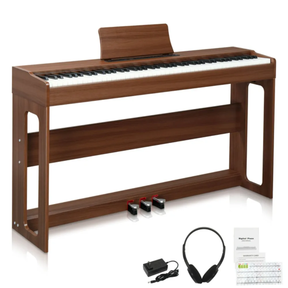 DP-104 88 Keys Full Weighted Keyboards Digital Piano with Furniture Stand Power Adapter Triple Pedals Headphone