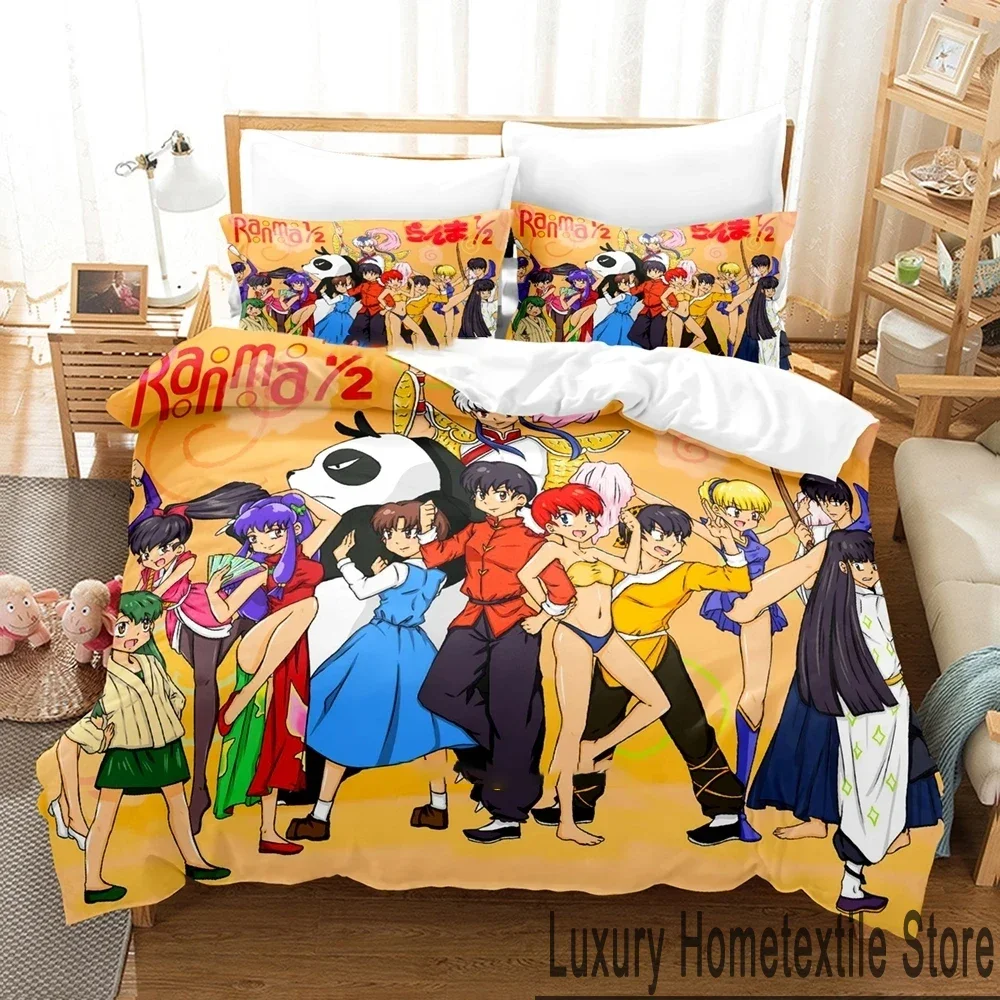 3D Print Anime Ranma 1/2 Bedding Set Boys Girls Twin Queen King Size Duvet Cover Pillowcase Bed boys Adult Home Textileextile