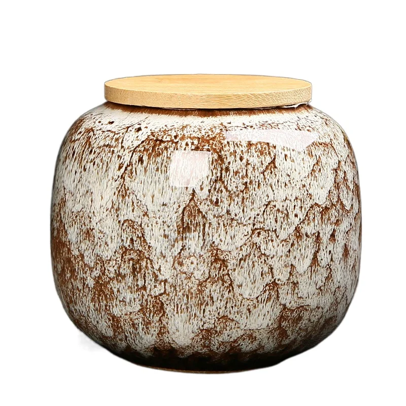 Creative Irregular Grain Ceramic Tea Cans Portable Mini Storage Box Moisture-proof Sealed Candy Coffee Can Storage Container New