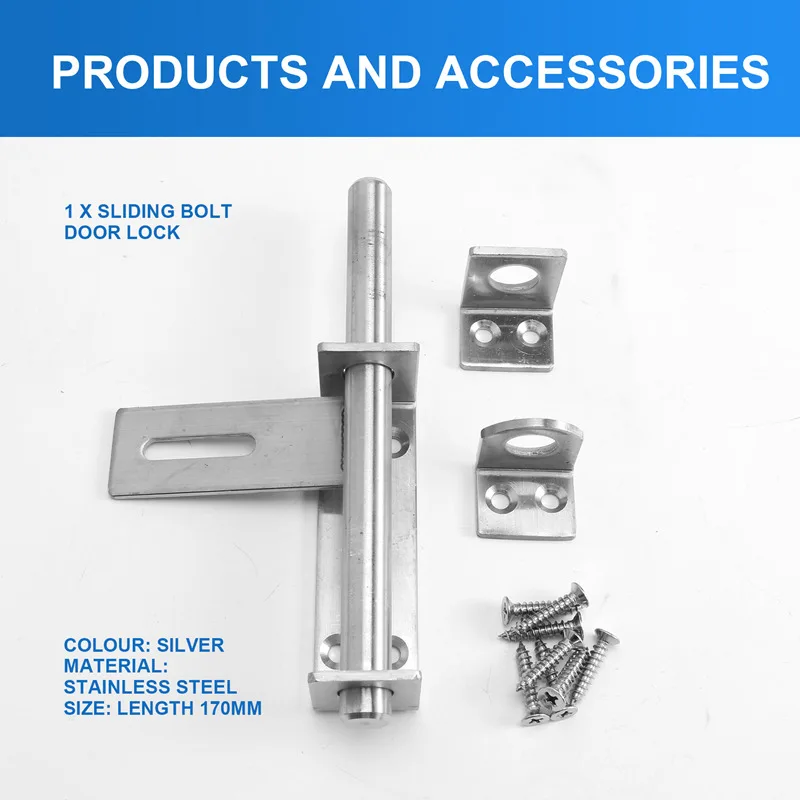 Болт из нержавеющей стали 304. Сверхмощные левые и правые болты. Раздвижной болт. Защелка дверного замка.