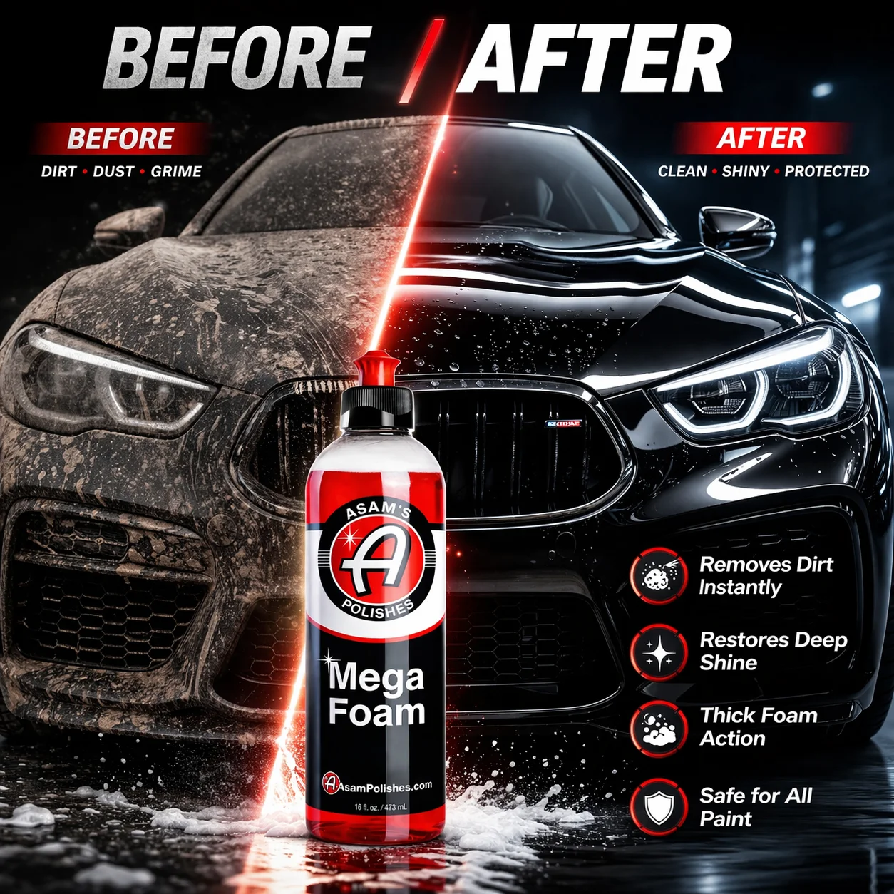 ASAM’S Mega Foam Car Wash Soap - Car Wax Ceramic Coating 评论和价格