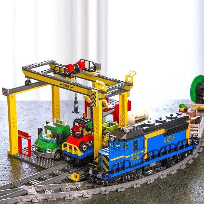 Cargo Train 60052 Compatible 02009 Heavy-Haul Train 60098 Remote Control Train Building Blocks Lepinblocks Educatonal Toys