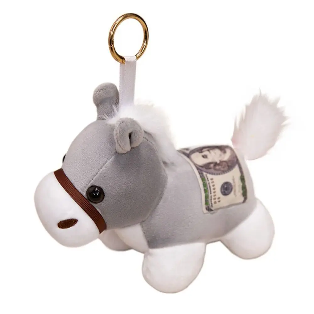 LLavero de caballo de dibujos animados de buena suerte, copia de bolsa de dinero, llavero colgante de Animal relleno, dijes, decoración de Festival de mascota de caballo de Año Nuevo