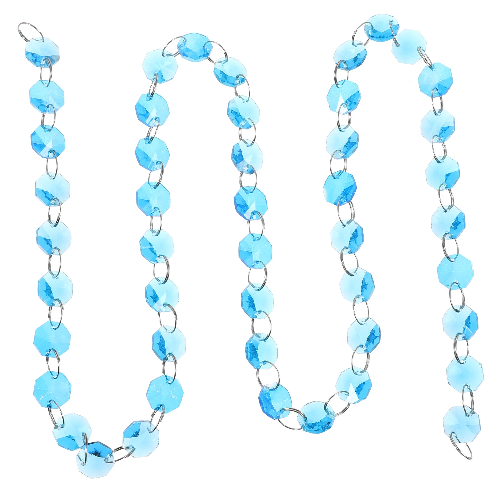 

Octagonal Bead Curtain 14mm Lake Blue Glass Strands Beads Chain Decor Door Hanging Garland Chandelier Accessories