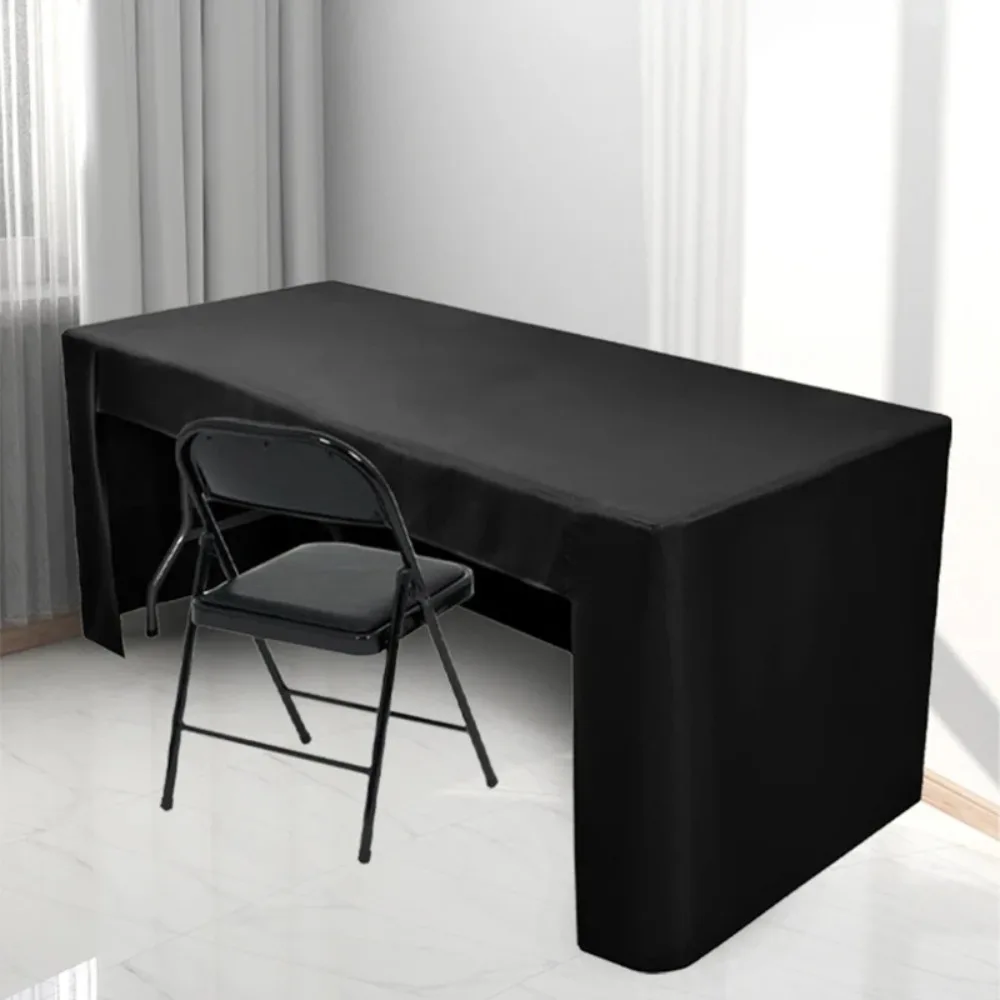 Practical Solid Color Spandex Stretch Tablecloth Elastic Dustproof Table Cover Rectangular Washable Exhibition Table Decor Party