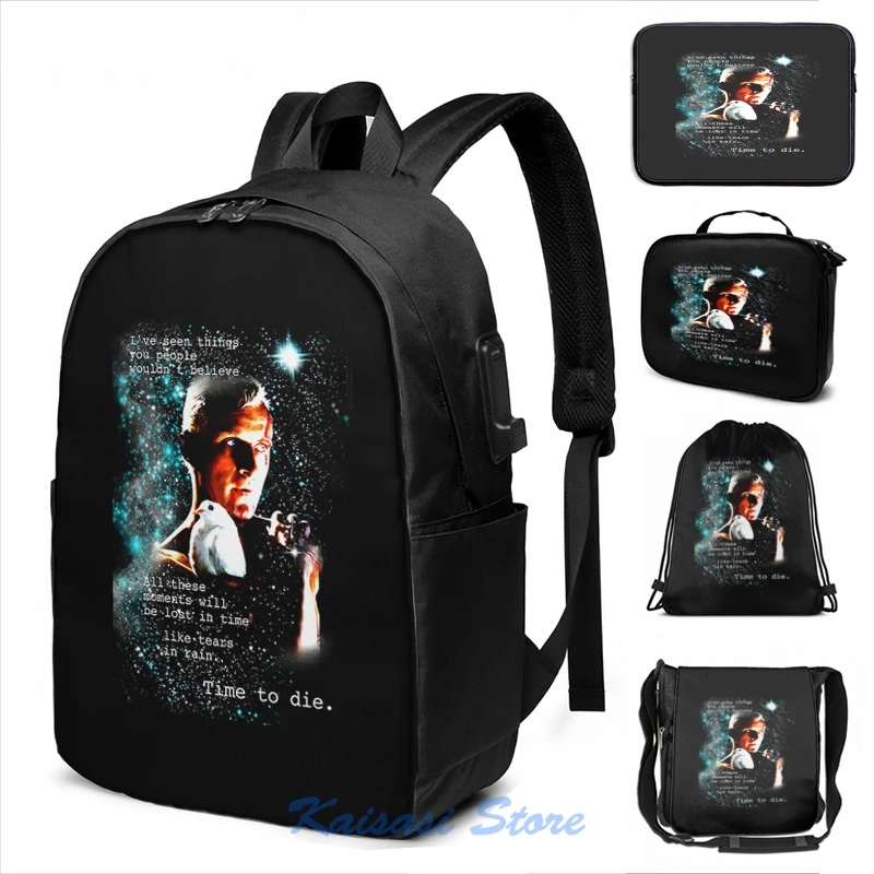 Funny Graphic print Blade Runner - Time to Die USB Charge Backpack men School bags Women bag Travel laptop bag