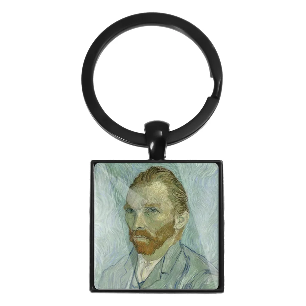 Oil Painting Art Van Gogh The Starry Night HD Printing Photo Square Keychain Backpack Decoration Jewelry Key Ring Wholesale Gift - view 6