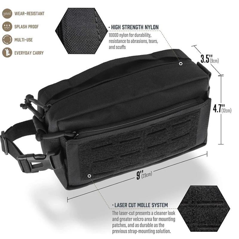 Tactical Multi-Purpose Pouch, MOLLE EDC Admin Pouch  Military Modular Tool Bags Handlebar Front Bags Handbag Toiletry Bag