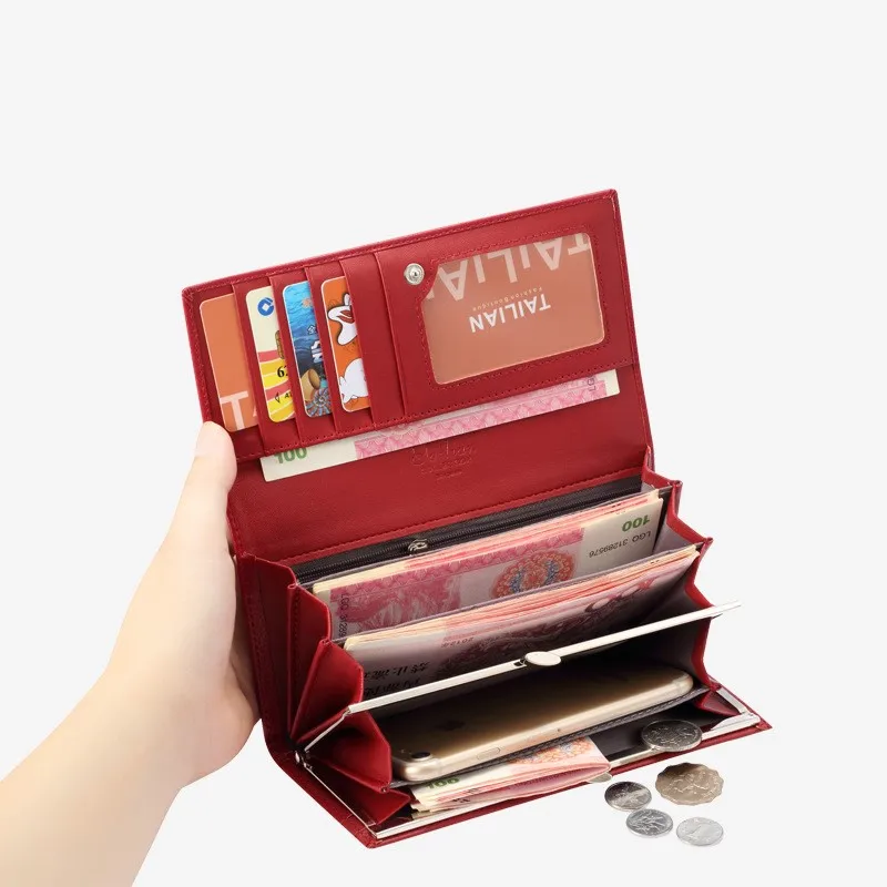 Dompet panjang wanita multifungsi, dompet kulit mewah, dompet wanita tempat kartu ID, dompet wanita, dompet tangan tas ponsel