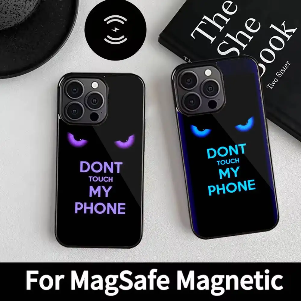 Estetyczne etui na telefon z napisem 'Nie dotykaj mojego telefonu' do iPhone'a 17, 16, 15, 14, 13, 12, Plus, Pro, Max, kompatybilne z ładowaniem magnetycznym MagSafe.