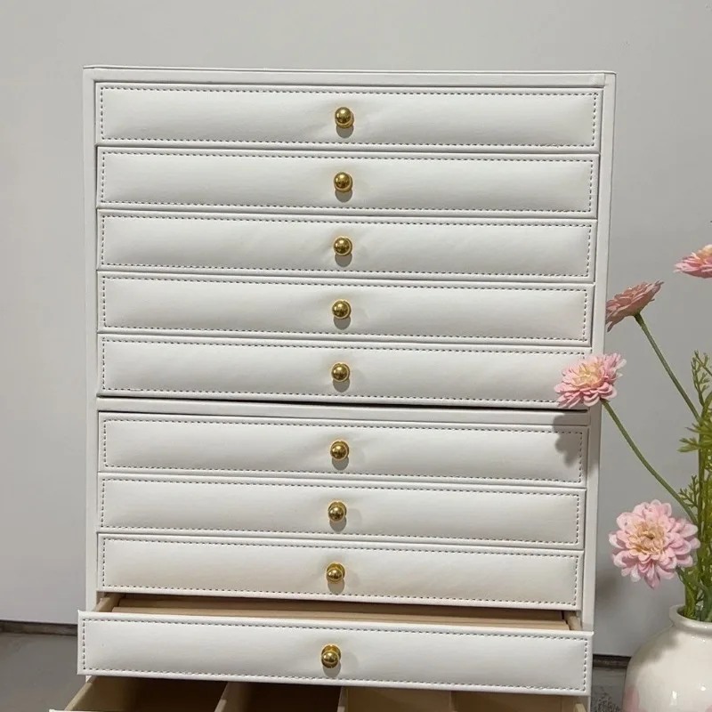 

Leather Jewelry Storage Cases Large Bracelets Necklaces Display Box Rings Storage Case Jewelers Jewelry Organizer Container