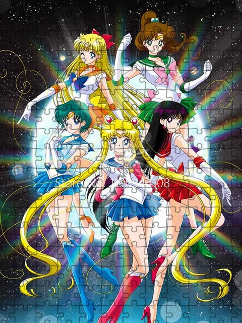 Sailor Moon Puzzles für Erwachsene und Kinder, pädagogisches Dekompressionsspielzeug, DIY 300/500/1000 Teile, lustiges Spiel, Kindergeschenk