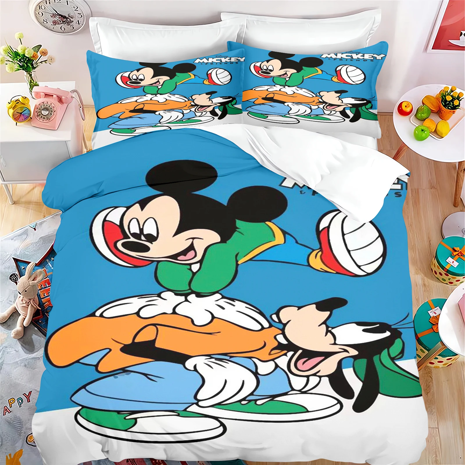 

Пододеяльник с рисунком Микки Мауса, комплект из 3 предметов, детское милое мягкое дышащее одеяло из полиэстера, анимационное постельное белье