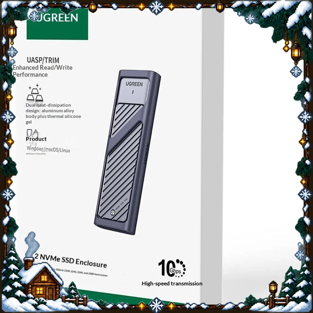 UGREEN 35051 M.2 SSD Enclosure NVMe SATA USB 3.2 Gen 2 Up to 10Gbps External Drive Case for 2230 2242 2260 2280 SSD