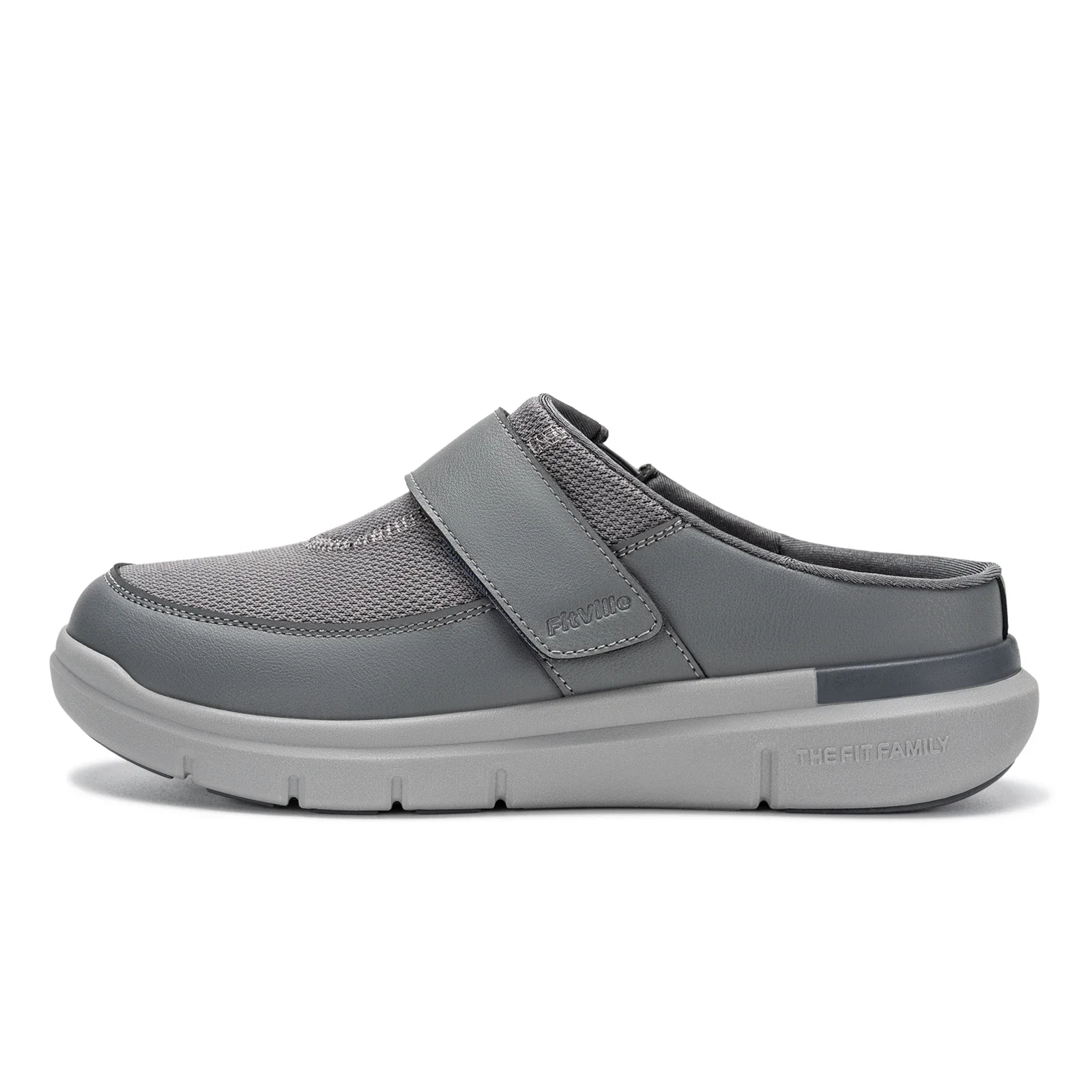 FitVille Diabetiker-Schuhe mit breiter Zehenpartie für Herren, Slipper zum Hineinschlüpfen, Clogs für geschwollene Füße, verstellbare, atmungsaktive Flip-Flops – Detail 11