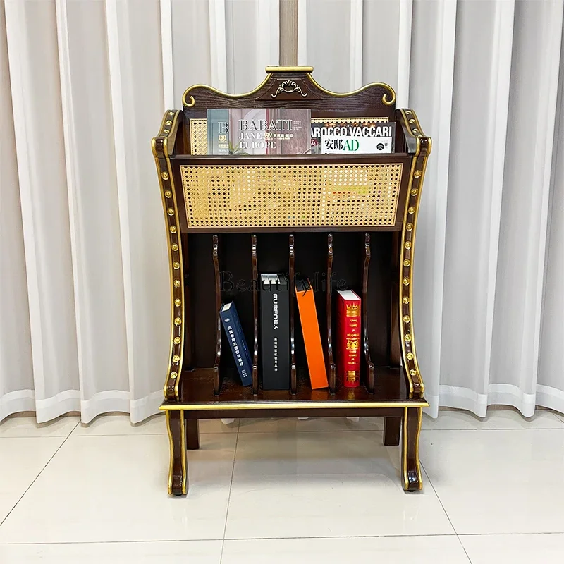 

yj19 American-style Solid Wood Light Luxury Gold-painted Storage Rack