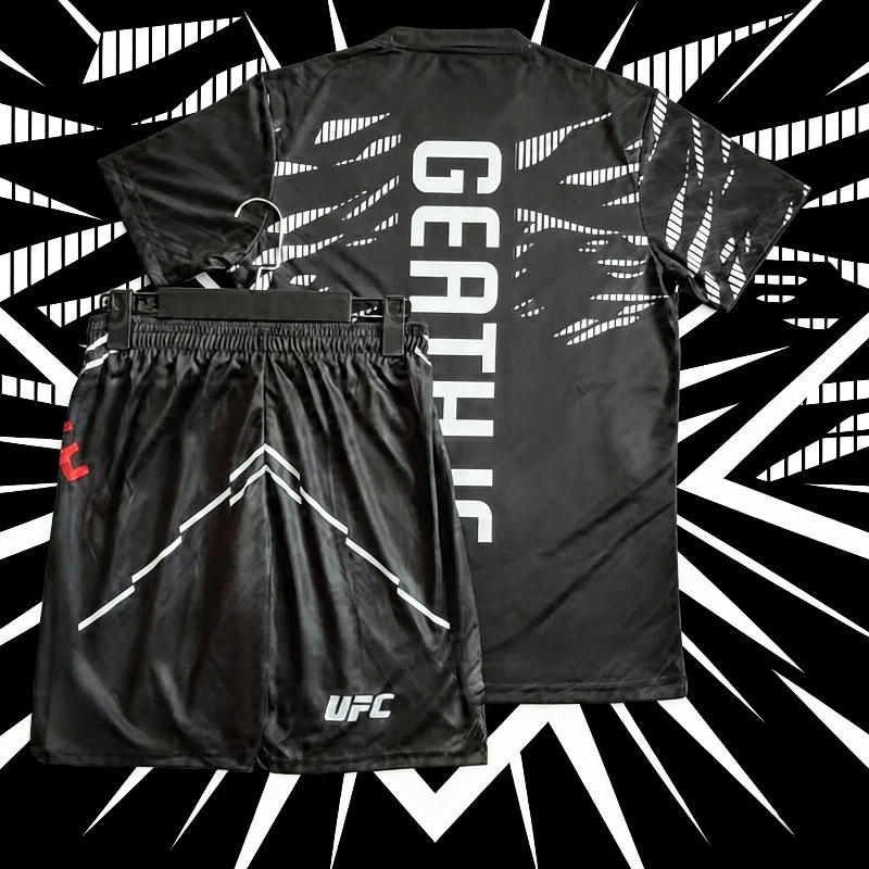 

Charles Oliveira UFC Boxing Fighting Training Tee ShortsMen Breathable Speed Drying jersey Wrestling Running Sweat Absorbing Set