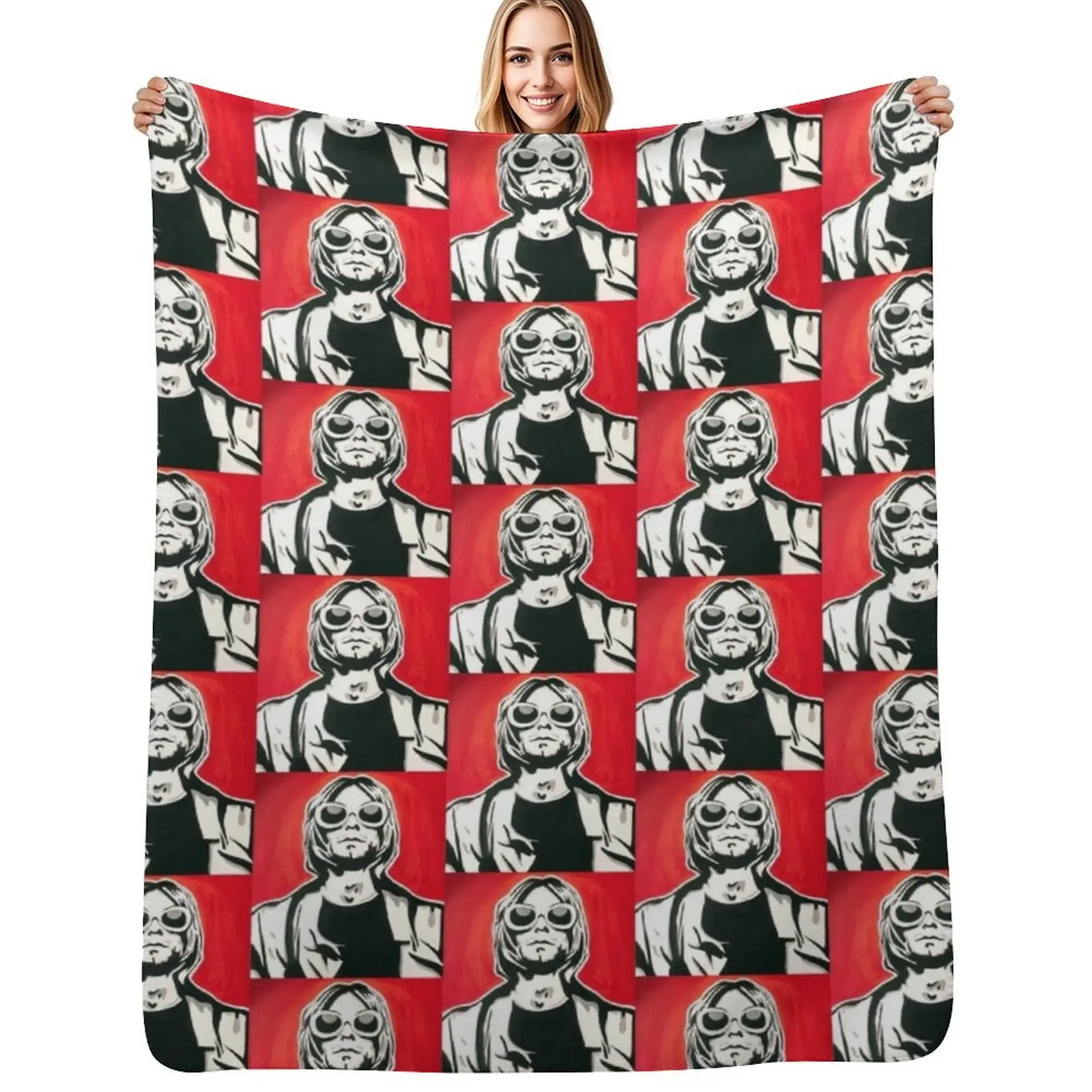 

Kurt - birth of grunge Throw Blanket Blankets For Bed Travel Retros Hair Blankets