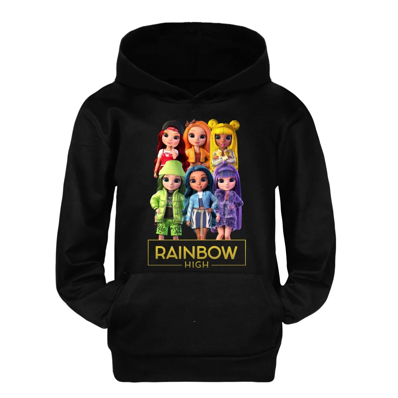 Rainbow High Cartoon Hoodies Kids Coat Boys Sweatshirts Pullover Outerwear Hoodie Girls Jacket Streetwear Hoody Boys Clothes