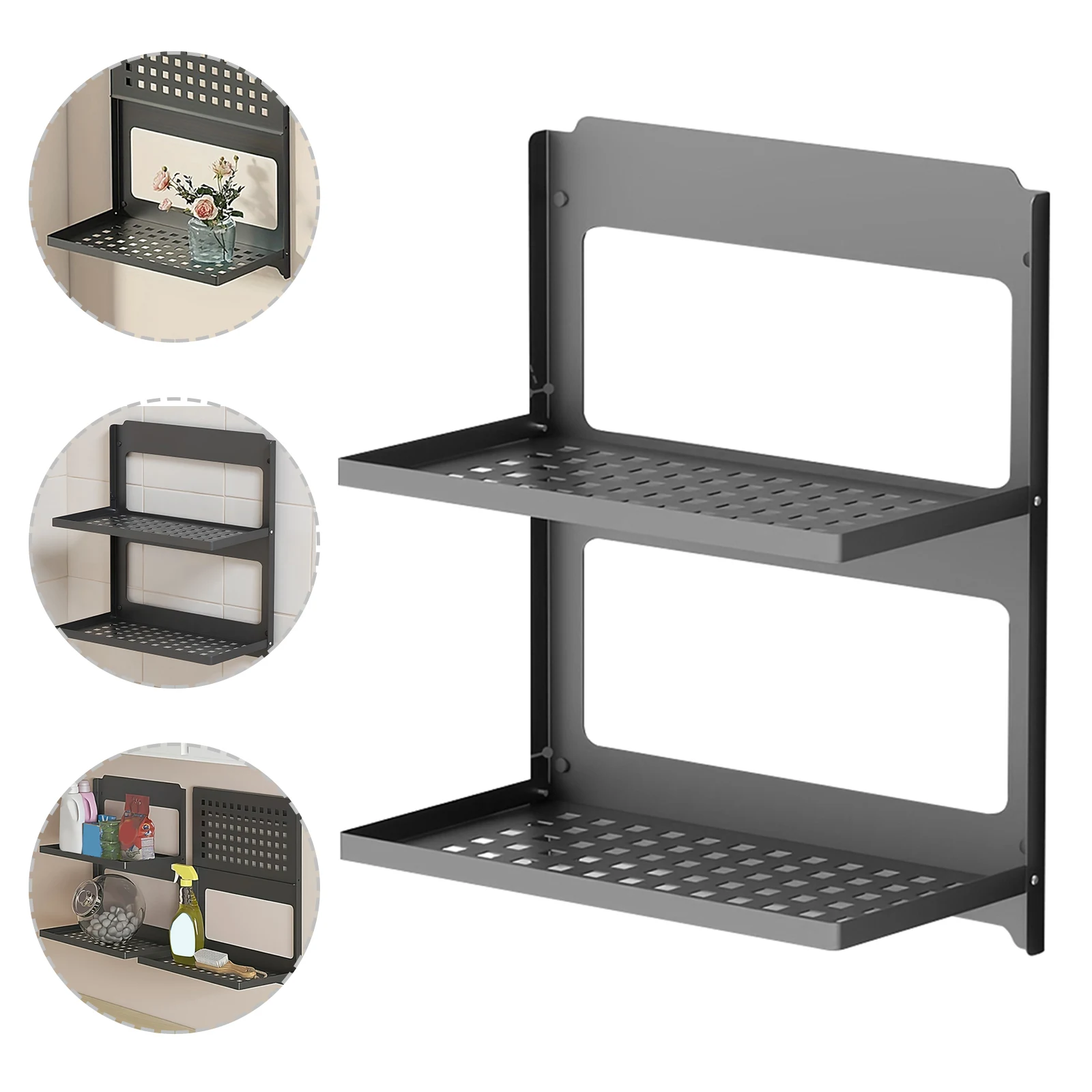 

Двухуровневая настенная полка-стеллаж для хранения, настенная полка для подвала или кофейни