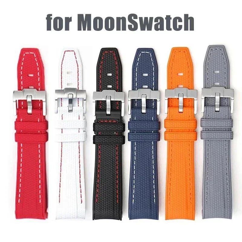 Silicone Rubber Watch Band for Omega X Swatch Joint MoonSwatch Curved End Diving Wrist Bracelet for Rolex Water Ghost Strap 20mm