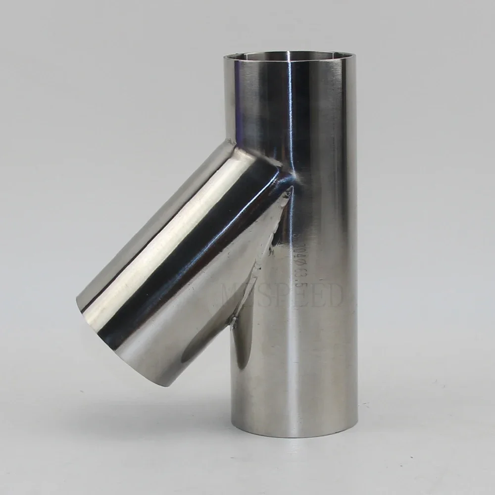 304 Stainless Steel 45 degree tee OD 19 mm-102 mm Stainless Steel  Bevel 1.5 mm 2 mm thick tube