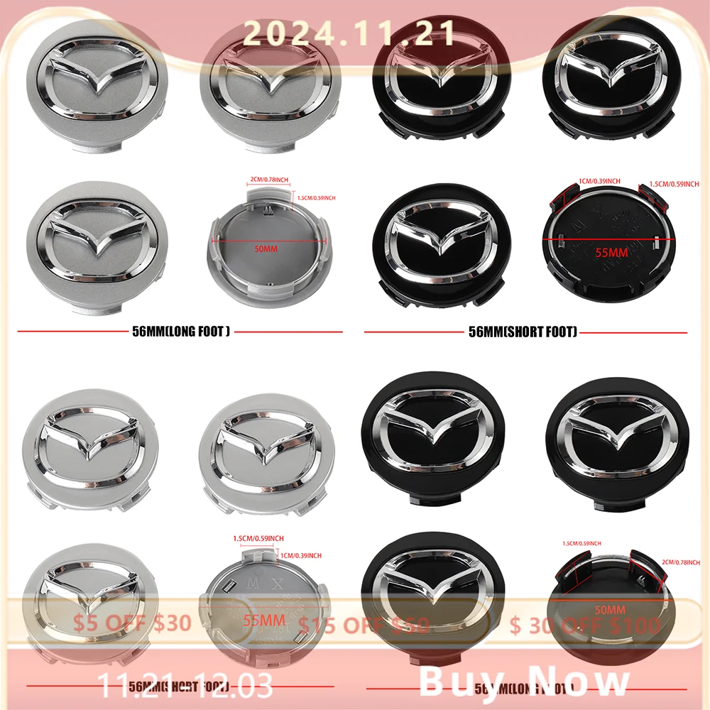 4Pcs 56MM Wheel Center Hub Caps Sticker Tire Rim Cover For Mazda MS 3 6 CX3 CX5 CX7 CX9 MX5 Axela Atenza Demio Speed Accessories