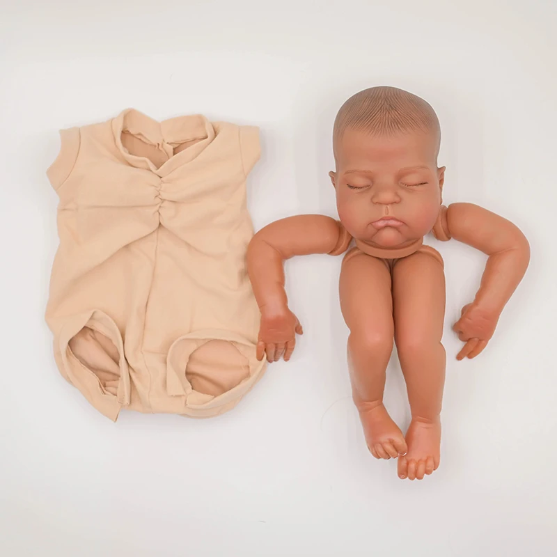 19inch 48cm Remi Painted Kit Dark Brown Skin Already Painted Lifelike Reborn Doll Parts with Cloth Body