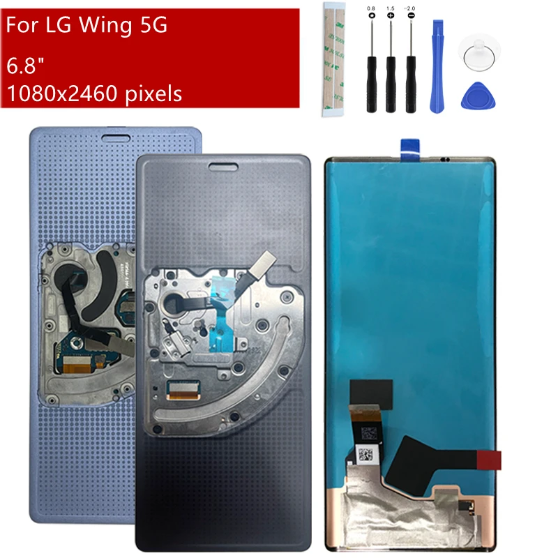 

For LG Wing 5G LCD Display Touch Screen Digitizer Assembly Display Replacement Repair Parts LMF100N Display 6.8"