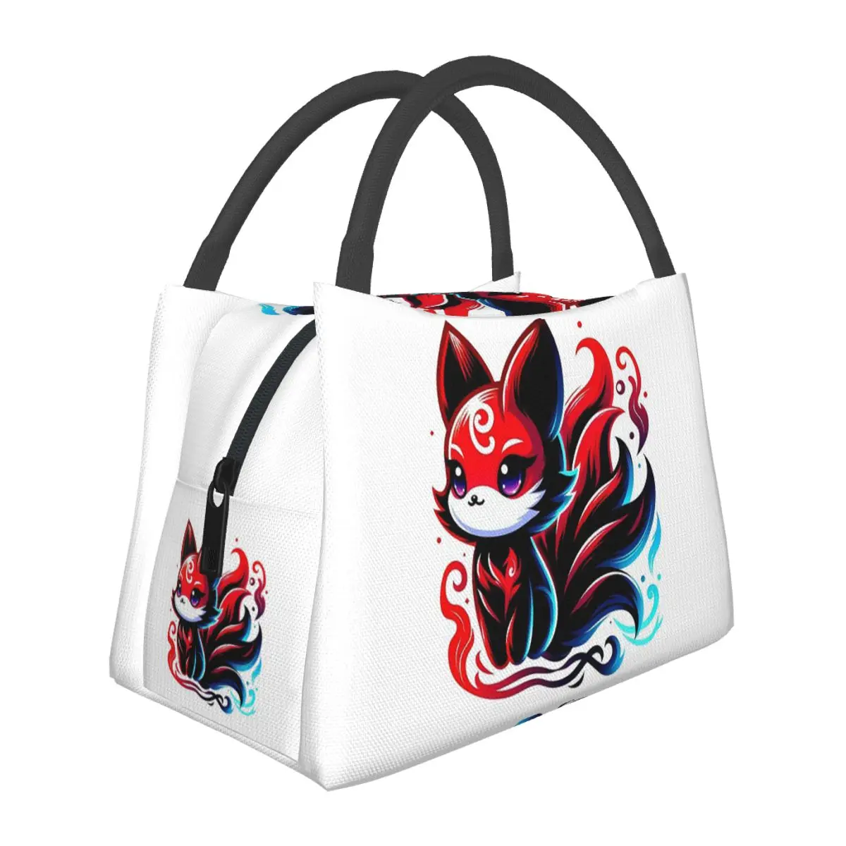 Enchanted Flame Kitsune Fox Lunch Bags Insulated Bento Box Portable Lunch Tote Picnic Bags Thermal Bag for Woman Girl Travel