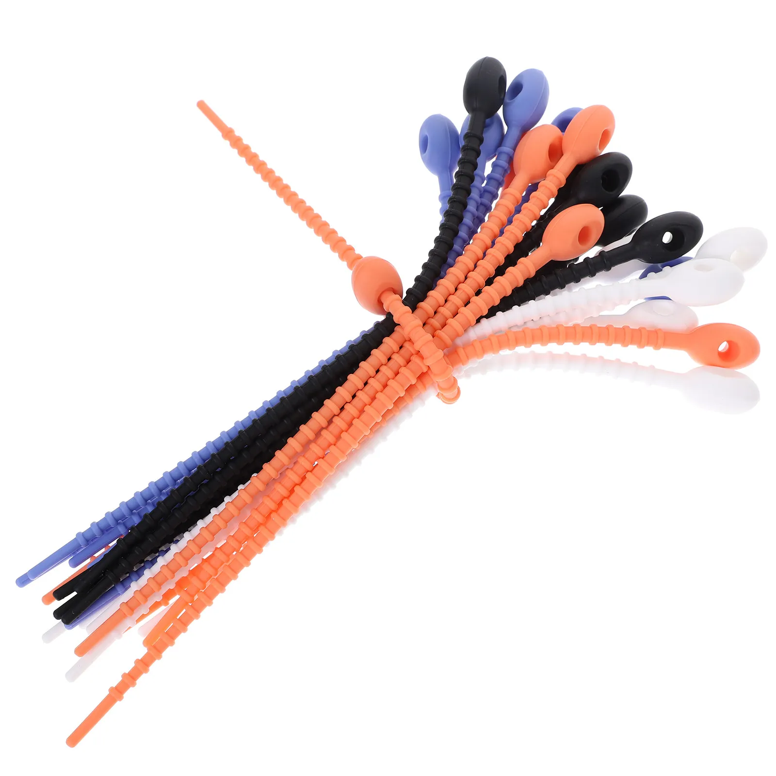 24Pcs Premium Silicone Cable Ties Reusable Self Locking Cord Straps for Phone Charger Computer Appliance Wire Organization