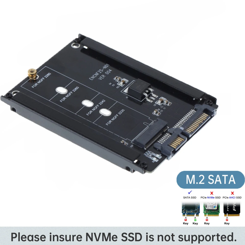 Metal Case CY B+M Socket 2 M.2 NGFF (SATA) SSD to 2.5 SATA Adapter for 2230/2242/2260/2280mm M2 NGFF SSD Solid State hard drive