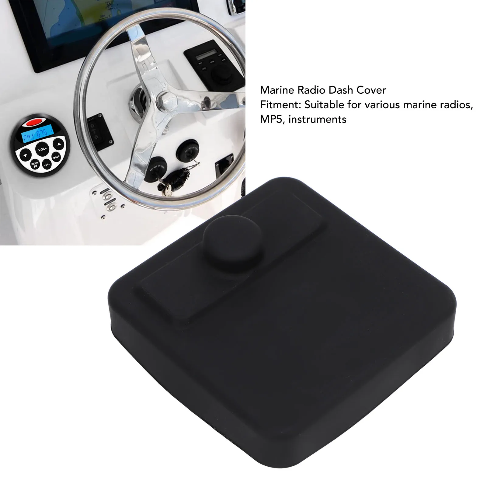 Cubierta para Radio Marina de 110 x 110 mm, Protector de Radio para Tablero de Barco, Resistente al Agua y a los Rayos UV, para Radio de Barco MP5
