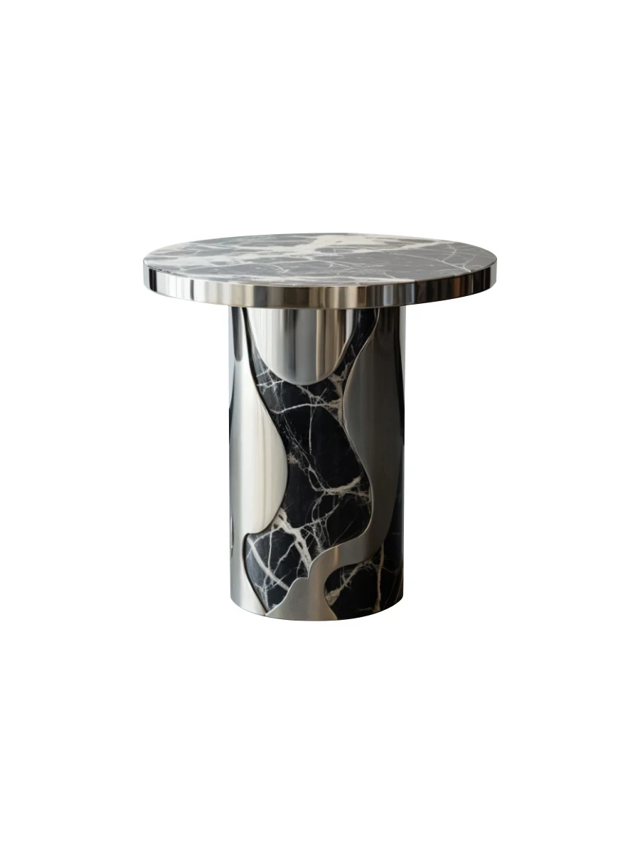 

Итальянский мягкий роскошный мраморный журнальный столик для небольшой квартиры, подвижный приставной столик из нержавеющей стали