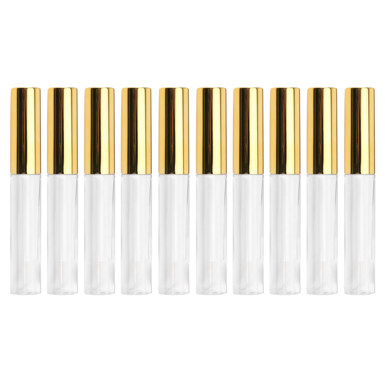 10Pcs 10Ml Empty Lip Tubes Fashion Circular Design Lightweight Transparent Tubes for Lip Glaze Gloss Oil Liquid Travel