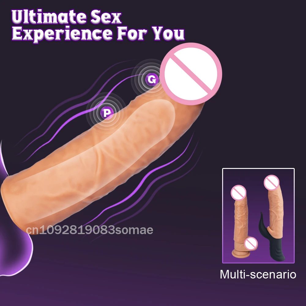 Soft Silicone Condom Enlargement Penis Sleeve Realistic Penis Extender Sex Toys for Men Sexual Tools Reusable Condom Cock Sleeve view 4