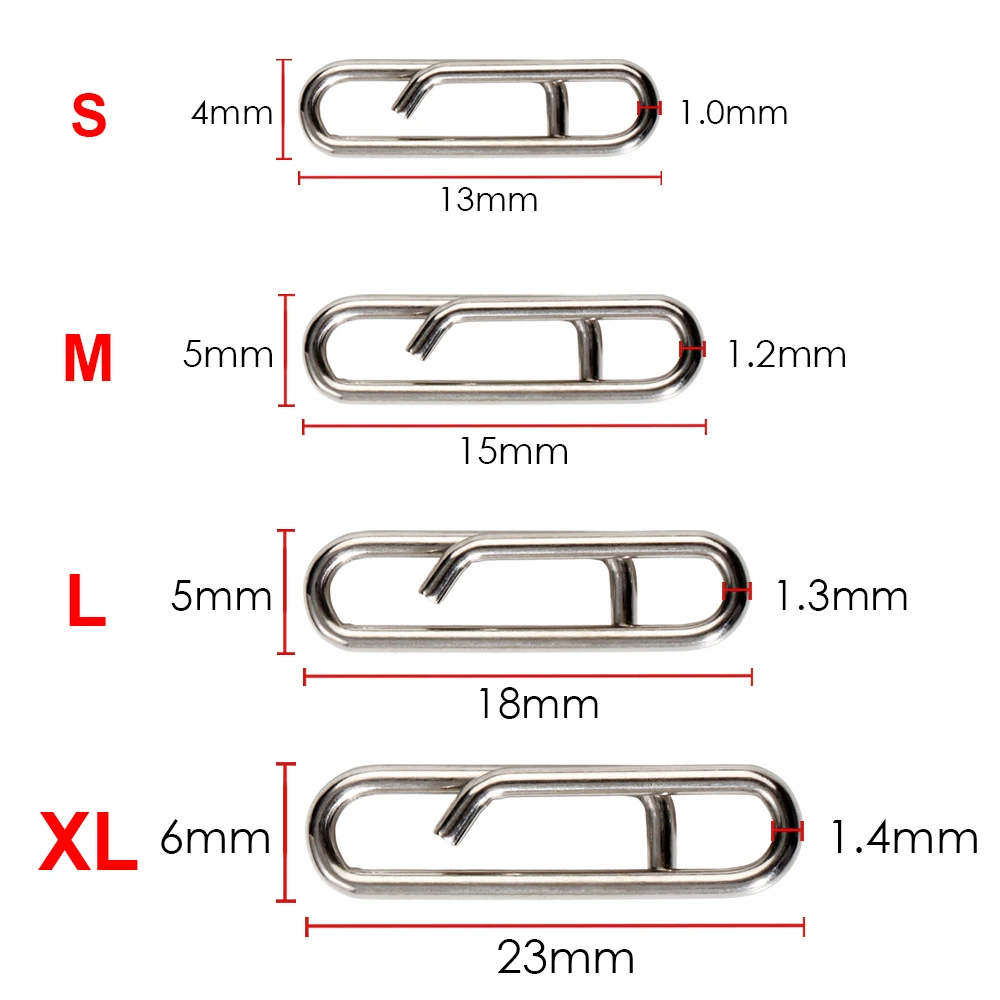 GOBAIT Angeln Interlock Snap Fast Clips Edelstahl Ovale Schnalle Wirbel Köder Linie Zubehör Tackle Box 20-100 Stück Stecker – Detail 1