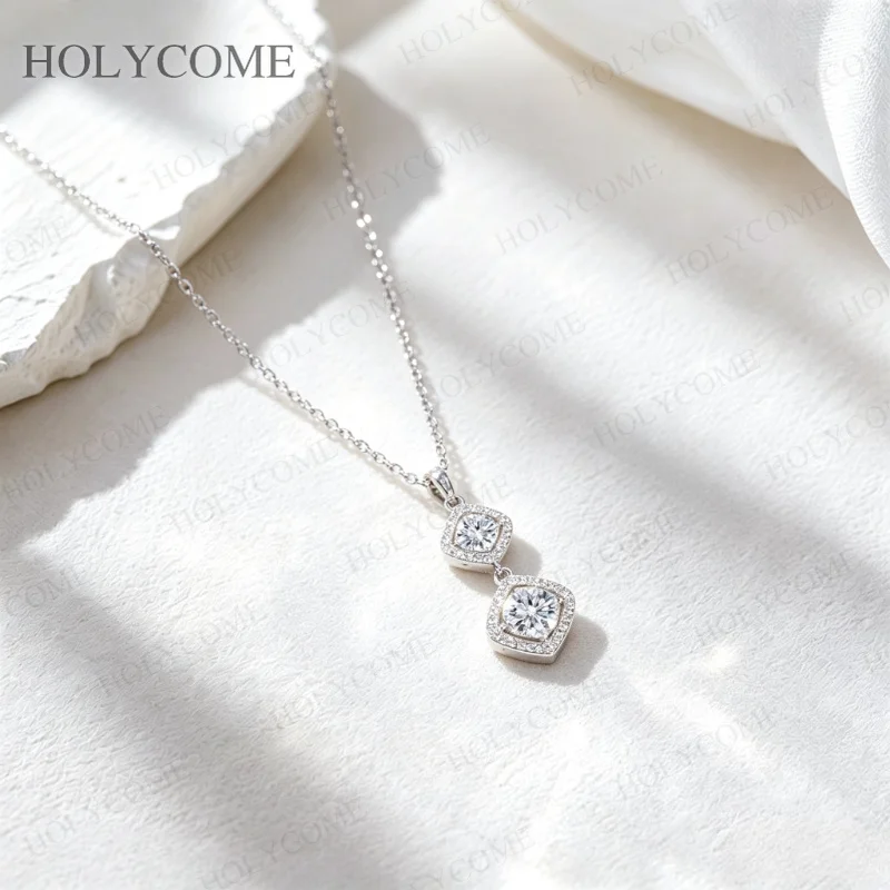 925 Sterling Silver Sparkling Stone Pendant Necklace Elegant Delicate Collarbone Chain for Women Fashion Fine Jewelry