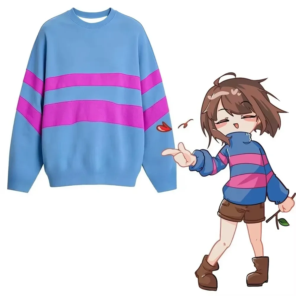 Undertale Frisk Game 3D Printed Round Neck Sweatshirt Frisk Chara Cosplay Casual Daily Unisex Fashionable Long Sleeved T-shirt