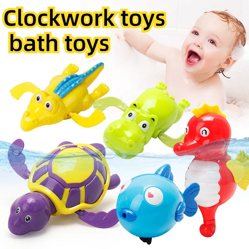 Baby Bath Toys Toddler Bathing Tortoise Cute Swimming Turtle Pool Beach Classic Chain Clockwork Water Toy for Kids Water Playing