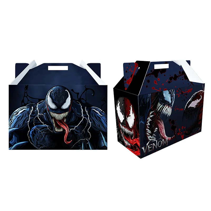 Venom Party Favors Boxes for Kids Birthday Decor Supplies Marvel Gift Box Baby Shower Candy Box Paper Small Cake Box