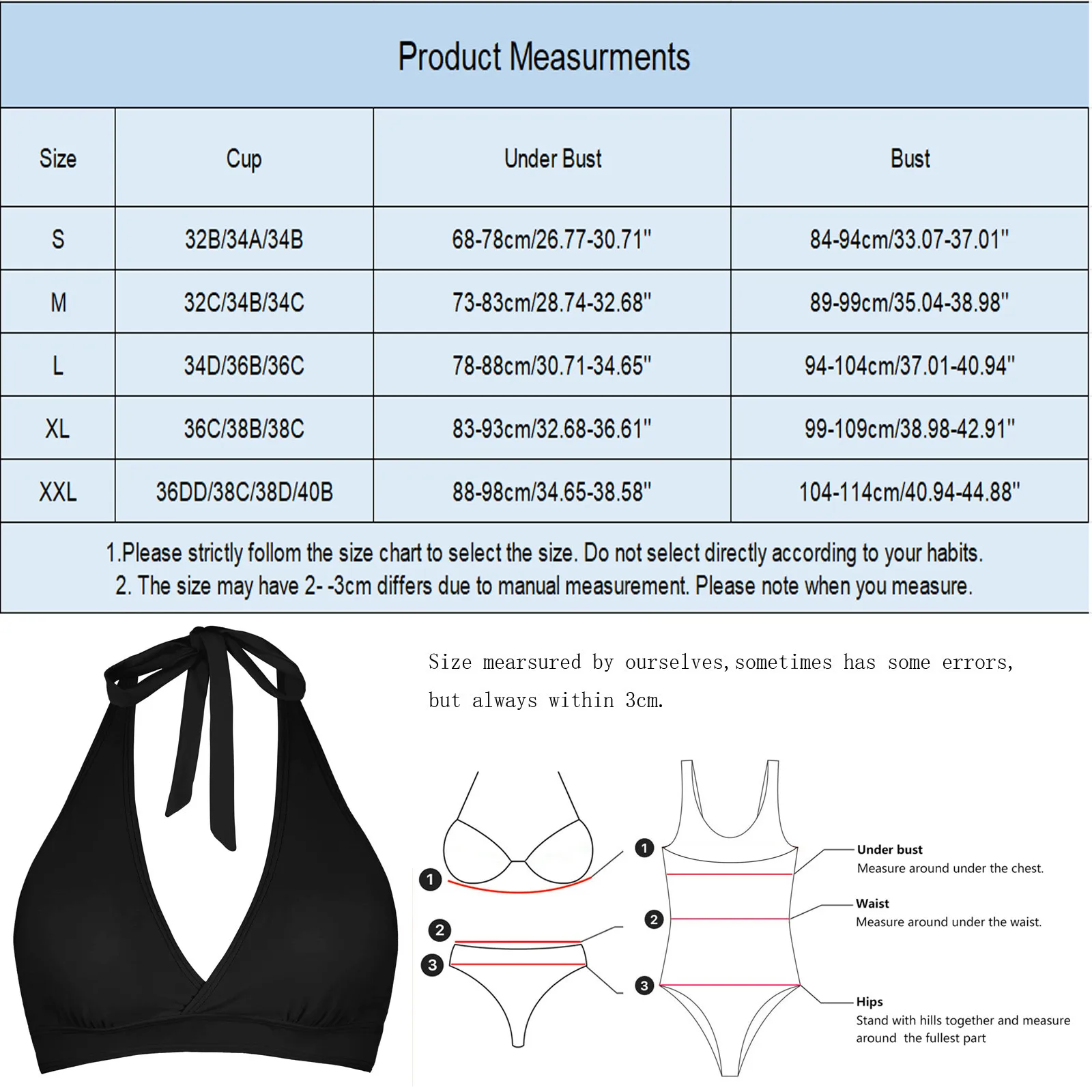 2024 nowy trójkątne Bikini Top kobieta Sexy Halter dekolt strój kąpielowy Bikini biustonosz kąpielowy duże damskie stroje kąpielowe strój kąpielowy