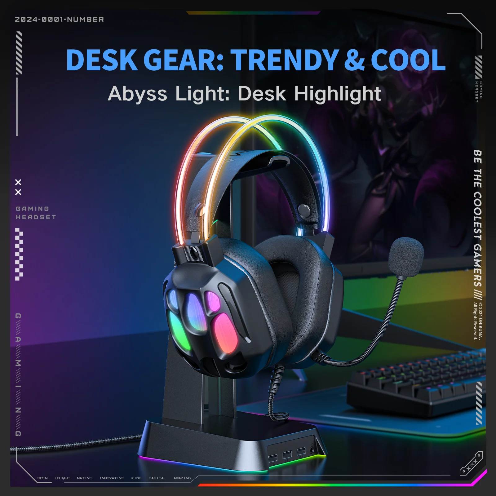 ONIKUMA X89 سماعة الألعاب مرحبا فاي الصوت المحيطي/3.5 مللي متر RGB للكمبيوتر PS السلكية سماعة الألعاب جديد #5