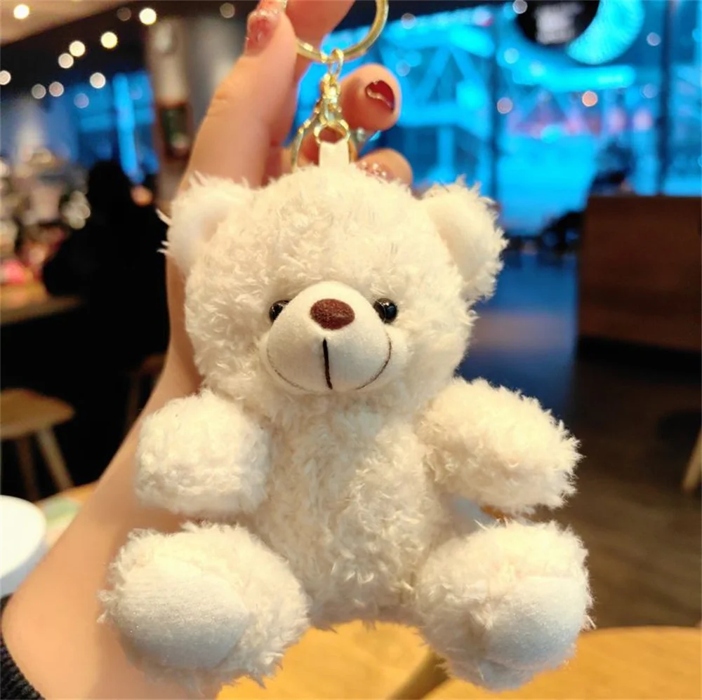 Cute bear cartoon keychain plush doll car key chain girl bag pendant claw machine