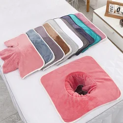 Toalla gruesa de terciopelo con agujero para SPA, mesa de masaje para SPA de belleza, planchado facial, toalla para salón, orificio para cabecera, Bandana para cama, 35x35cm