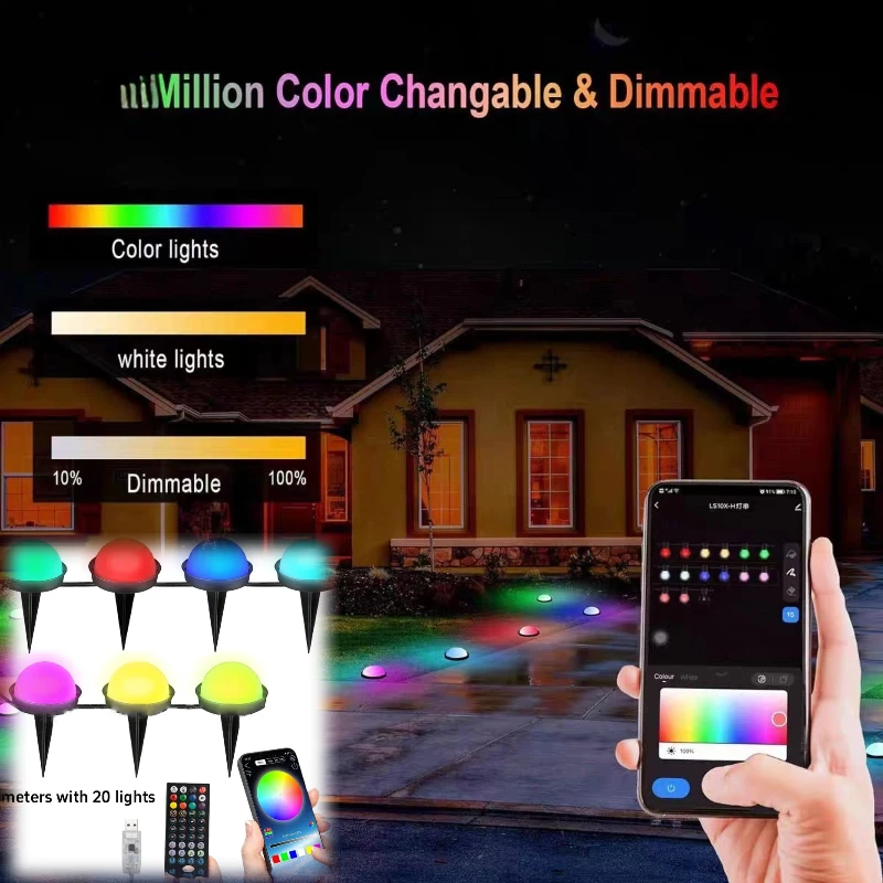 屋外防水埋め込みライト-bluetooth-アプリ音楽ファンタジー芝生ライトストリングガーデン中庭装飾雰囲気ライト