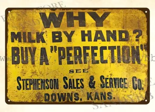 Perfection Milkers dairy farm Downs Kansas metal tin sign discount home decor