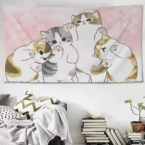 Funny Cat Mofusand Anime Tapestry Wall Hanging Decoration Household Wall Hanging Home Decor