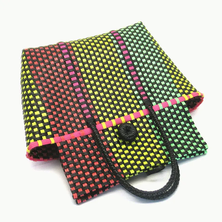 Personalized Handheld Plastic Woven Bag PE Woven Bag Vegetable Basket Beach Bag Picnic Basket Multi Purpose Summer Women's Bag