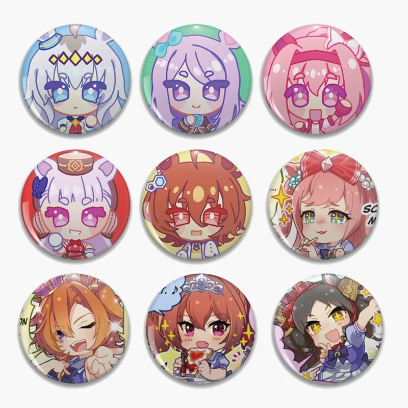 58mm UmaMusume Pin Brooch For Bag Clothes  Silence Suzuka Oguri Cap Gold Ship Brooch Badge for Backpack Friends Fans Gifts